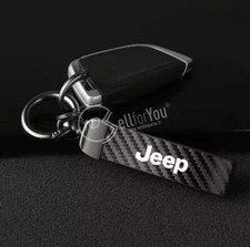 Portachiavi auto Jeep girevole a 90° in pelle nero e grigio titanio 12,5x2 cm