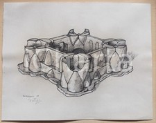 1981 ARTE Paolo SCHIAVOCAMPO Bozzetto per scultura "Fortezza" - FIRMATO 30x24