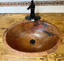 Lavabo da bagno ovale in rame 19" in patina naturale