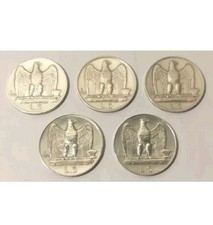 5 MONETE 5 LIRE AQUILINO-IN ARGENTO/SILVER-ANNATE COMPLETE-V.EMANUELE III-MONETA