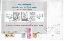 AX006 - 1977 - FOGLIETTO XIX GIORNATA DEL FRANCOBOLLO VIAGGIATO SU RACCOMADATA