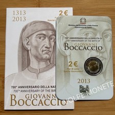 COINCARD 2 EURO ITALIA 2013 GIOVANNI BOCCACCIO FDC - SUBITO DISPONIBILE