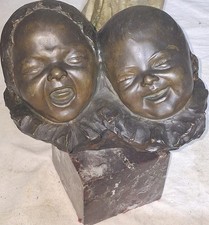 Bronzo Antico ARTISTA S.MONACO .TESTE DI BAMBINI