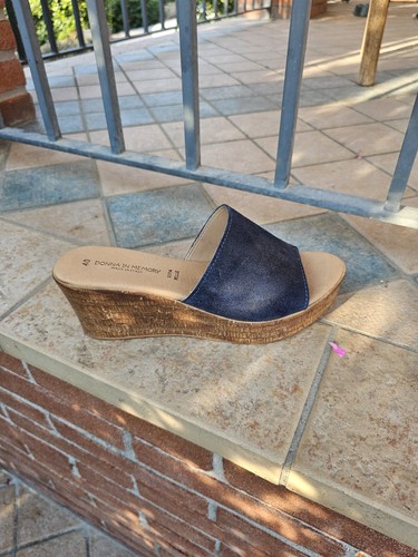 Zatterone donna vera pelle blu - donna,