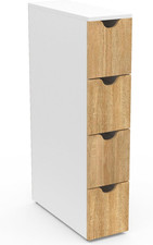 - Torre portaoggetti 4 cassetti Wilo su ruote colonna salvaspazio bianco e faggi