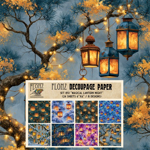 Carta decoupage lanterna - 6"x6",