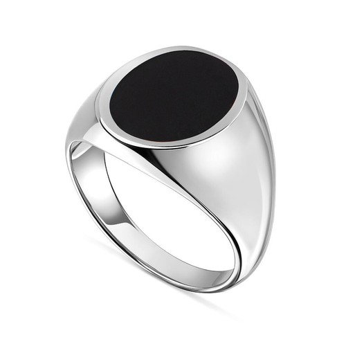 Anello argento onice acciaio - argento,