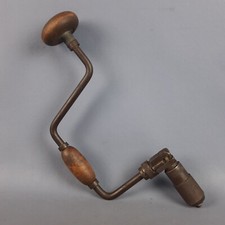 Antico Trapano Manuale In Ferro E Legno Da Falegname Collezione Anni ‘40