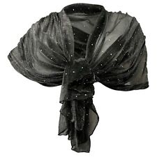 Sciarpa Scialle Brillante Metallizzata Glitter Foulard Donna Coprispalle Arg Ner