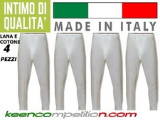 ★ 4 MUTANDE UOMO IN LANA E COTONE GAMBA LUNGA APERTURA E BOTTONI MADE IN ITALY ★