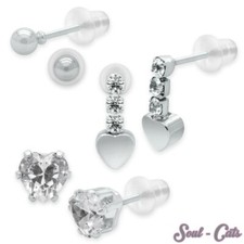 3 Paia Di Orecchini Strass Set