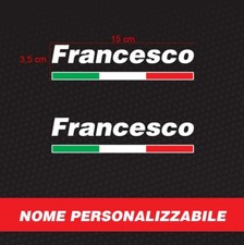 2 Adesivi Bandiera Italia Tricolore con Nome Personalizzabile per Moto e Casco