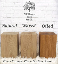 Comodino lato lampada a fascio blocco in legno massello rovere alto