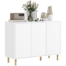HOMCOM Credenza Moderna con 2 Armadietti a 3 Ripiani in Legno Bianco