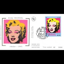 FDC soie - Tableau Andy Warhol. Marilyn - 8/11/2003 Paris