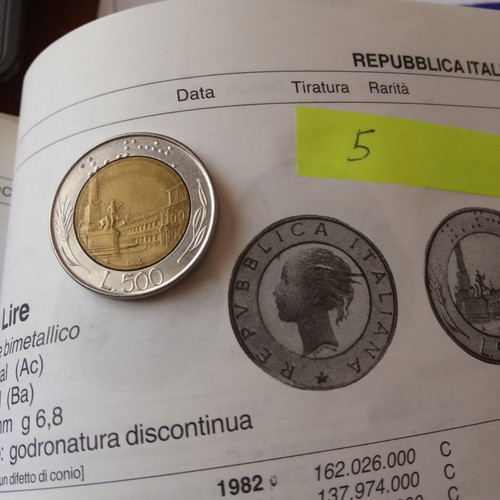 Moneta 500 lire del - lire, 1985.