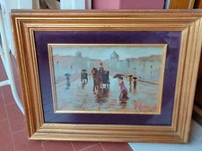 Ennio Formigli CALESSE E CAVALLO  SOTTO LA PIOGGIA cm 20 x 30   Olio su tavola