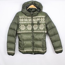 Piumino Blauer imbottito colore verde taglia M con fair isle e cappuccio