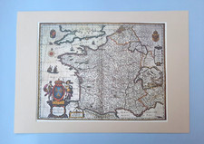 CARTA GEOGRAFICA FRANCIA W.BLAEU "GALLIA, LE ROYAUME DE FRANCEE" REPRINT 1645 A3