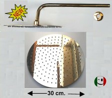 BRACCIO DOCCIA 100% OTTONE SOFFIONE ULTRA SLIM Ø 300 mm. DORATO - BAGNO ORO 24KT