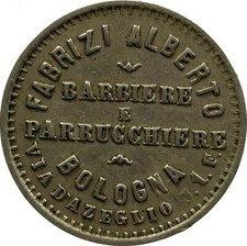 GETTONE FABRIZI ALBERTO BARBIERE PARRUCCHIERE BOLOGNA BUONO 20 CENTESIMI G84