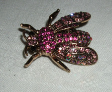 Spilla come insetto - ape con pietre colorate glitterate - 4 x 3,5 cm ottime condizioni