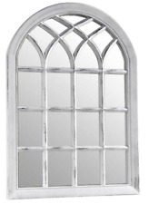 SPECCHIO DA PARETE A FORMA DI FINESTRA SPECCHIERA OVALE BIANCO ANTICATO h71*51cm