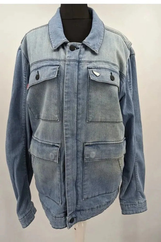 Giacca cargo moto denim