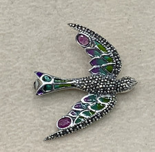 Spilla rondine rubino