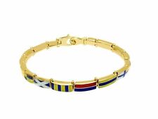 BRACCIALE IN ORO GIALLO O BIANCO, 18K, MAGLIA RETTANGOLARE CON BANDIERE NAUTICHE