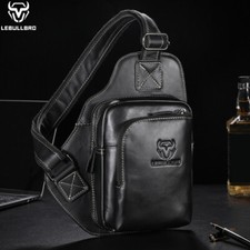 Borsa da uomo LEBULLBRO sul petto in vera pelle zaino a tracolla borsa a tracolla