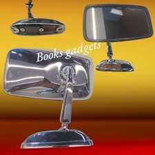 Specchietto Retrovisore Cromato Universale Sx=Dx Rettangolare per Auto d'epoca