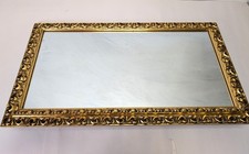 Specchio da parete vintage cornice legno intagliato foglia oro italiano stile rococò 26,5inx15in