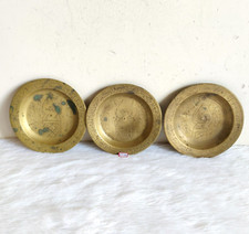 Set Di 3 Piatti In Ottone Islamico Fatti A Mano Vintage Con Ricca Patina