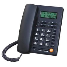 Telefono Fisso con Filo Schermo LCD pulsanti grandi per Casa Hotel Ufficio Nero
