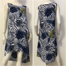 DESIGUAL Vestito abito bianco fantasia blu gialla Tg 44
