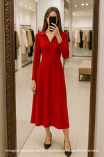 Bisu Bisu Abito Donna Ginocchio Rosso Made Italy Taglia M Medium It 42 Eu 38