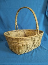 Cesto Porta Spesa Shopping Basket Vimini Intreccio Scacchiera Manico Artigianale