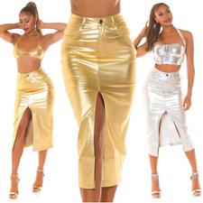 Gonna lunga midi denim oro