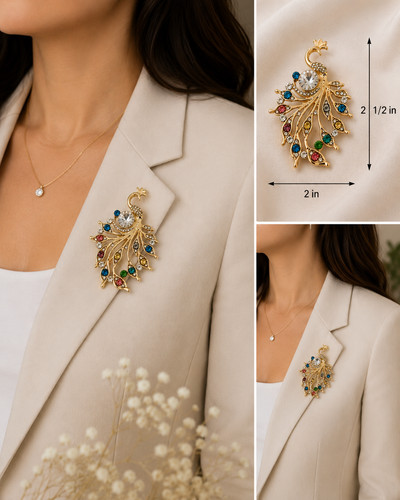 Spilla pavone strass cristalli - pavone,