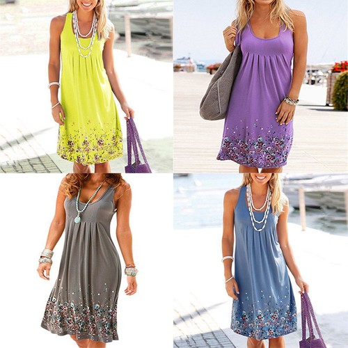Abito smanicato boho floreale