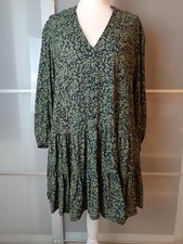 Abito Zara Basic Donna Tg L Fantasia Verde Nero In Ottimo Stato