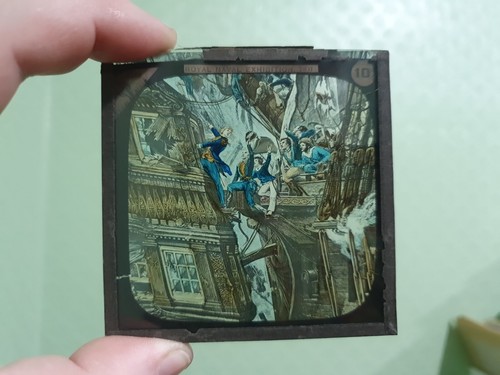 Antique glass lantern slide - glass,