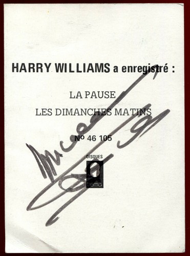 Autographe rare harry williams - harry,