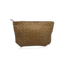 Pochette pochette pochette originale Bottega Veneta beige pelle intrecciata zip