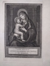 Madonna del Popolo Modena acquaforte originale stampa antica Gismondi da Palude