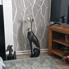 Statua levriero frusta extra large 73 cm cane argento statua levriero ornamento