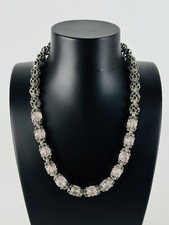 Girocollo Tibetano Collana In Argento E Sfere Quarzo Rosa Gioiello Tibet XX Sec.