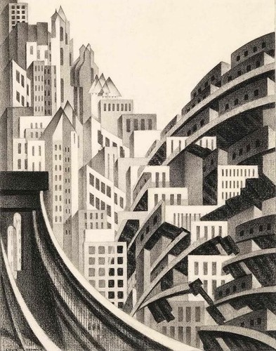 Litografia new york - litografia, city