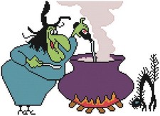 PUNTO CROCE + MOTIVO ARTIGIANALE Looney Tunes Amamelide gatto nero pozione Halloween